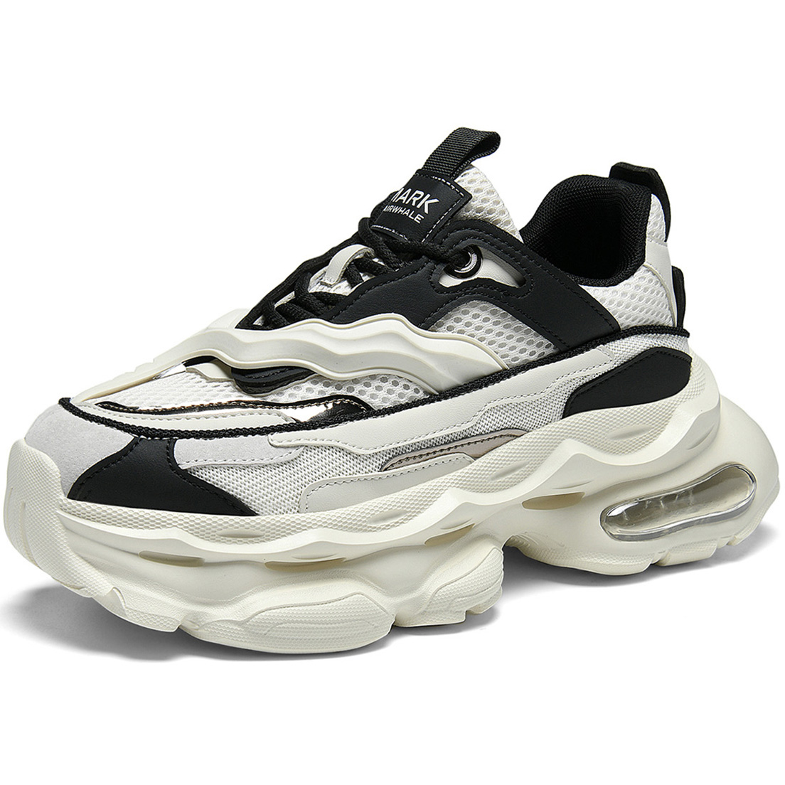 Air Cushion Wave Sole Mesh Chunky Sneakers with Streamlined Stitching - Image 2
