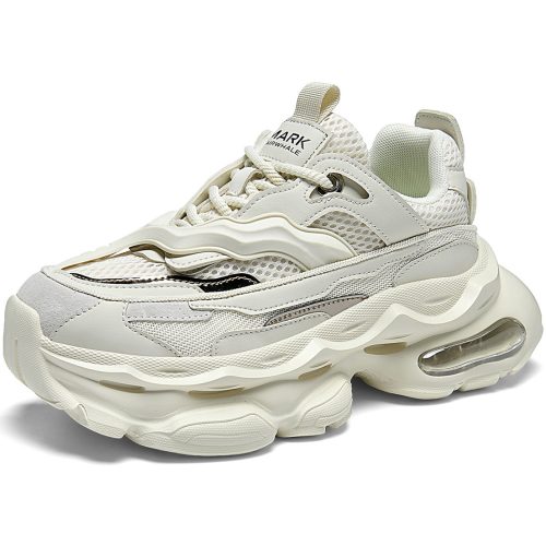 Air Cushion Wave Sole Mesh Chunky Sneakers with Streamlined Stitching