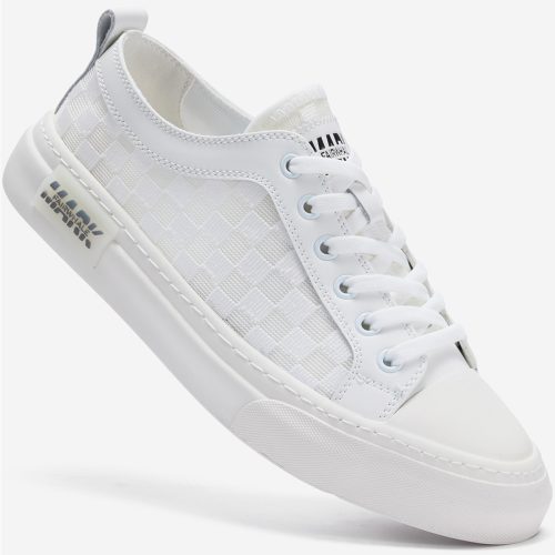 Alternative view of All White Low Top Casual Plaid Skate Shoes