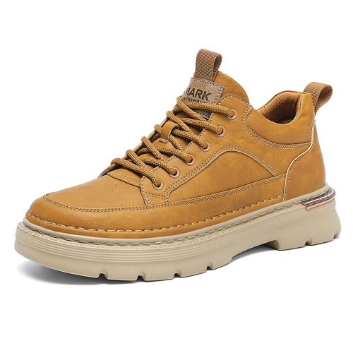 Breathable Round Toe Chunky Cushion Sole Vintage Textured Mid Top Sneakers with Utility Stitching