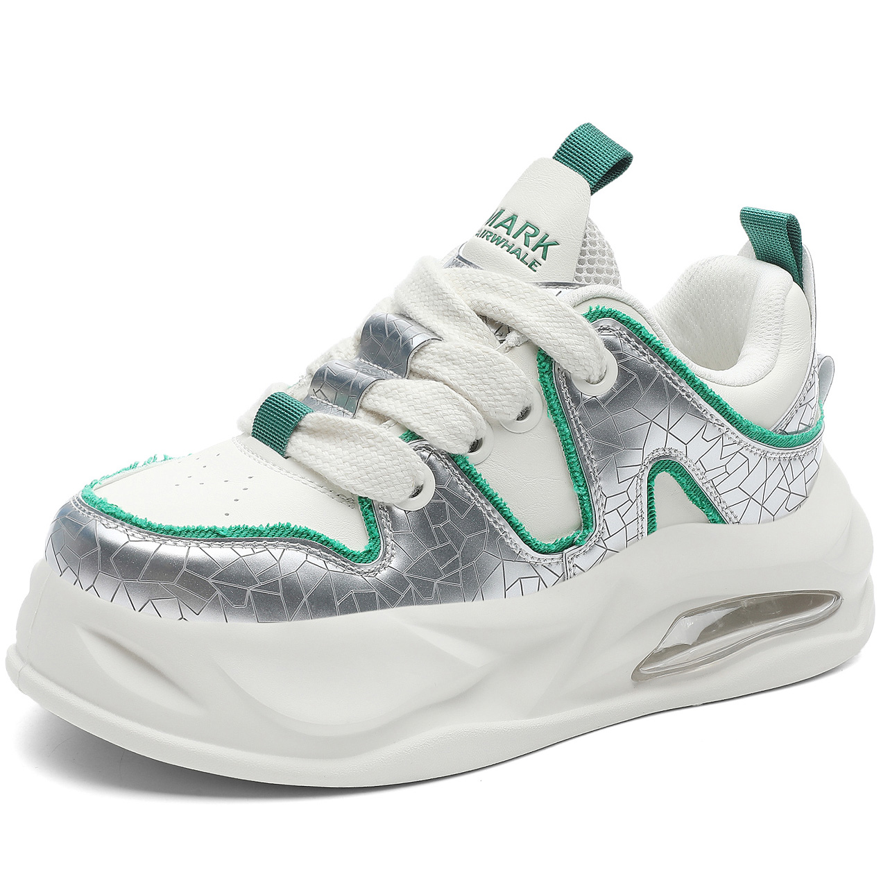 Crack Texture Frayed Edge Air Cushion Breathable Chunky Sneakers - Image 2