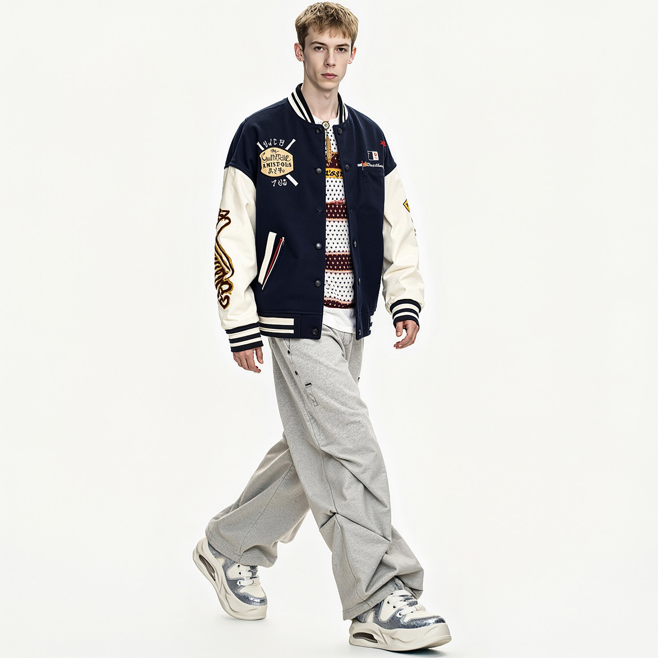 Crack Texture Frayed Edge Air Cushion Breathable Chunky Sneakers - Image 4