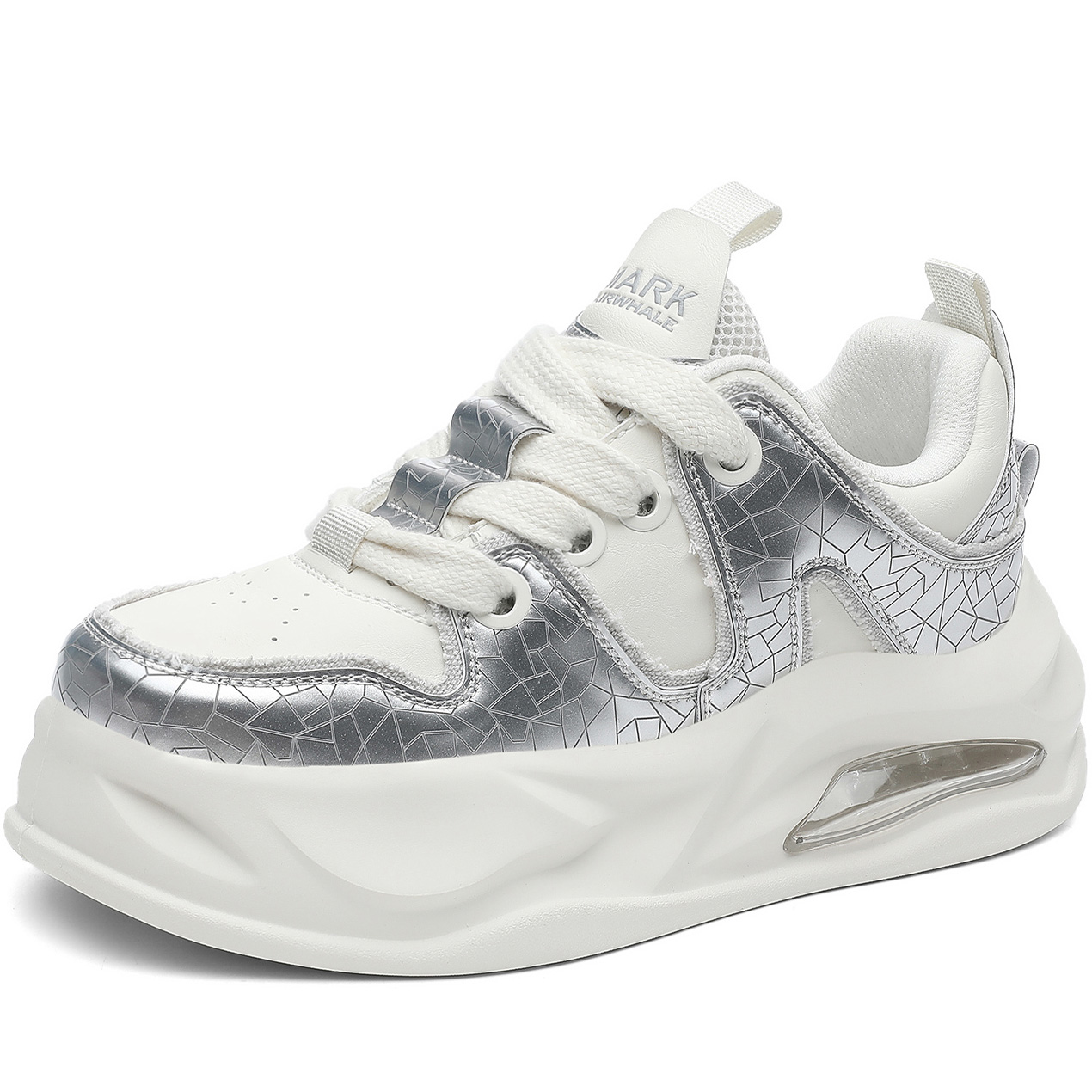 Crack Texture Frayed Edge Air Cushion Breathable Chunky Sneakers