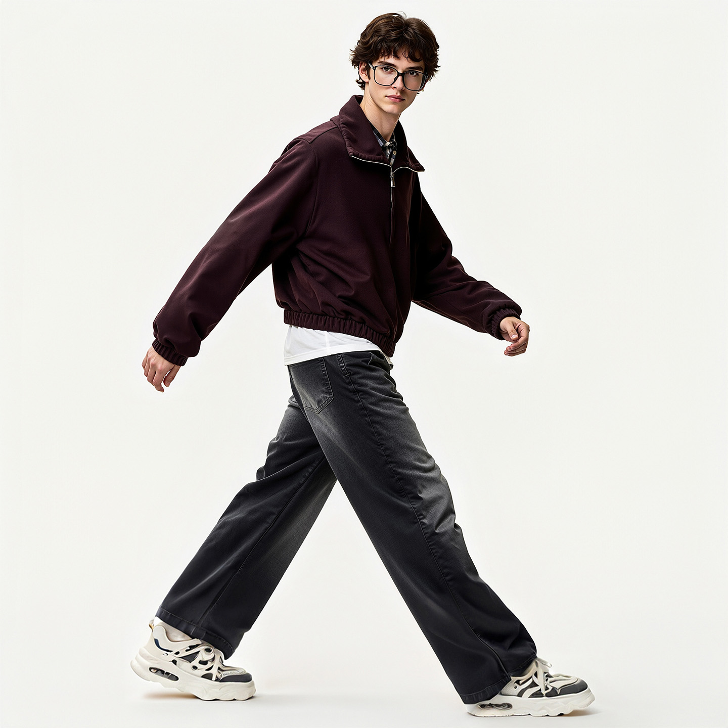 Denim Mesh Air Cushion Wavy Chunky Sneaker with Two Tone Laces - Image 2