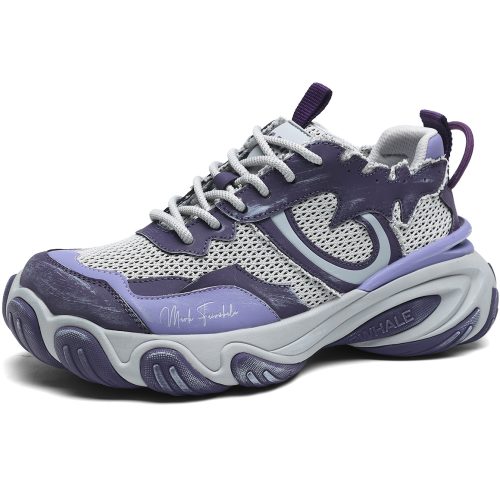 Frayed Patchwork Mesh Chunky Sneakers with Distressed Finish and Heel Pull Tab