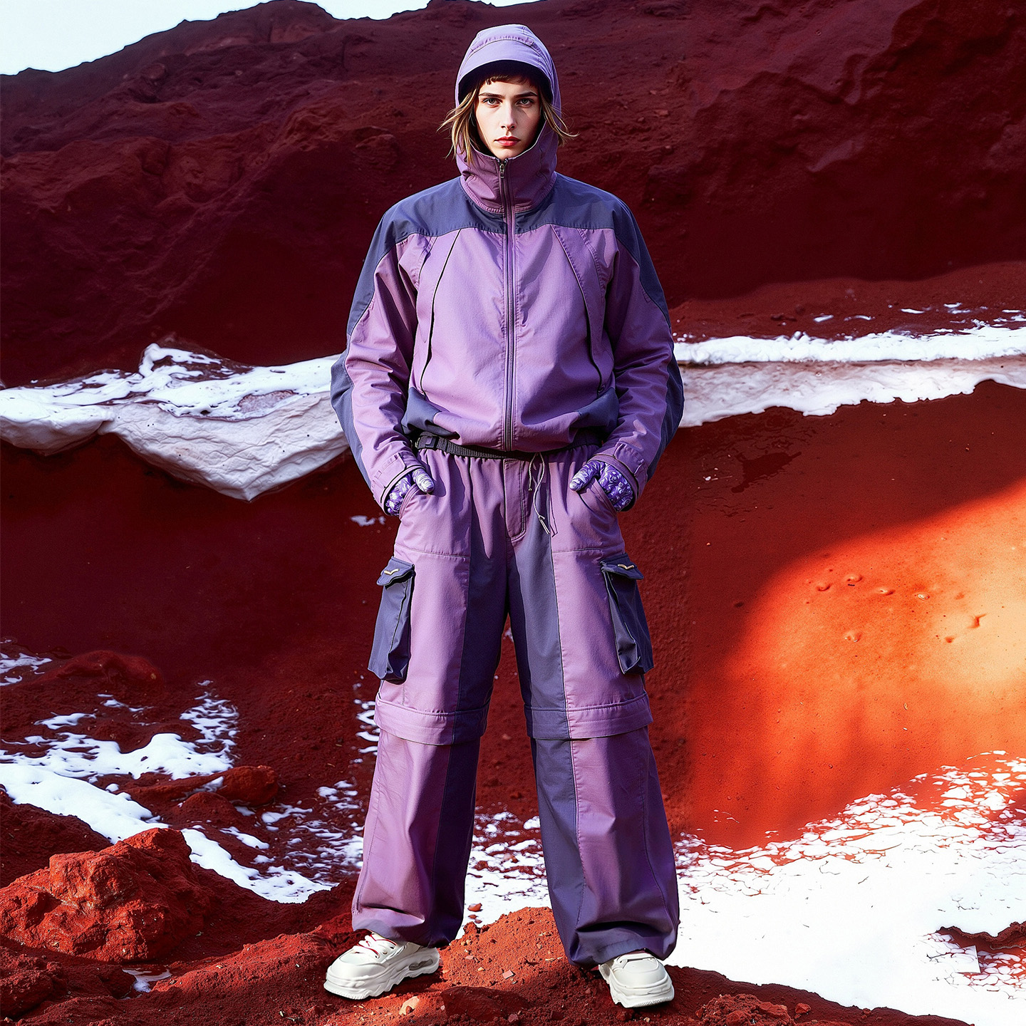 High Top Chunky Leather Skate Shoes Air Cushion Sole and Stitched Panel Upper with Two Tone Laces - Image 3