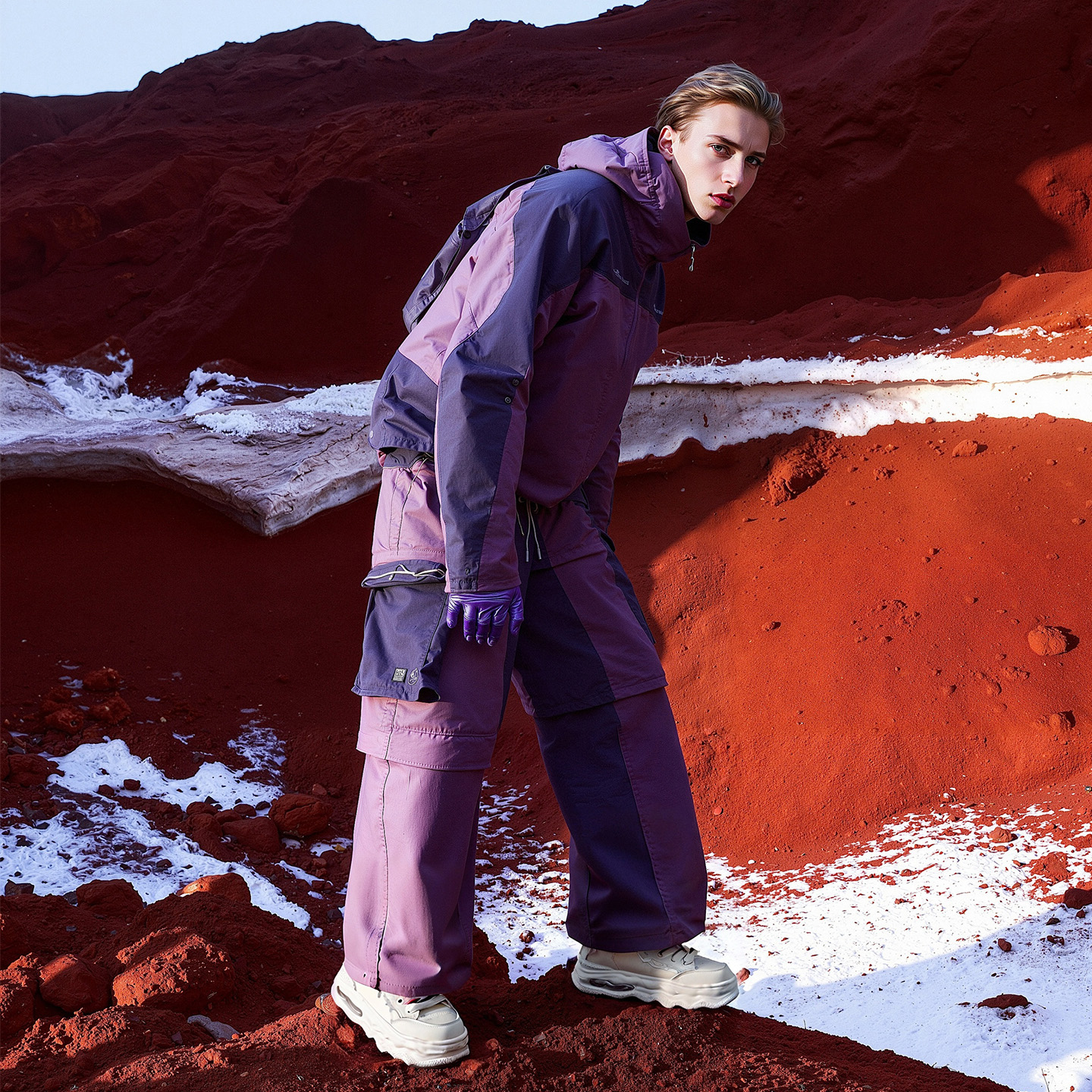 High Top Chunky Leather Skate Shoes Air Cushion Sole and Stitched Panel Upper with Two Tone Laces - Image 2