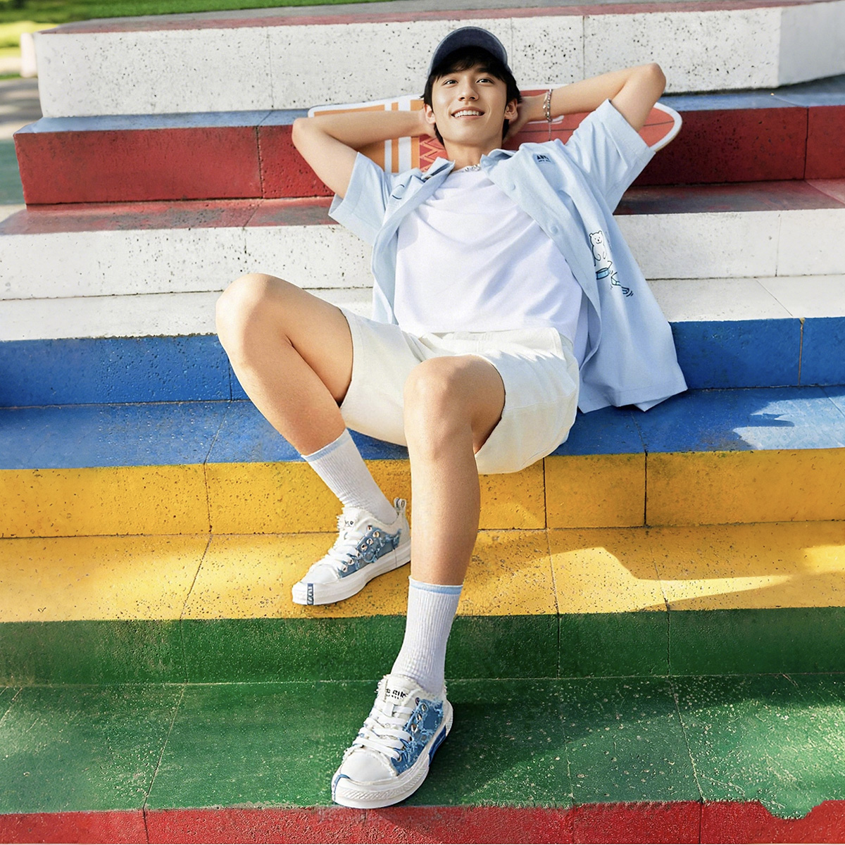 Low Top Distressed Frayed Denim Canvas Skate Shoes - Image 6