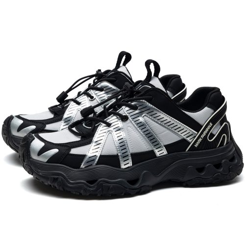 Alternative view of Mecha Style Wave Sole Sneakers with Silver Side Ornament and Drawstring Spring Cord Lock
