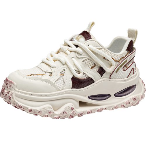 Mens Air Cushion Mesh Platform Distressed Color Block Sneakers