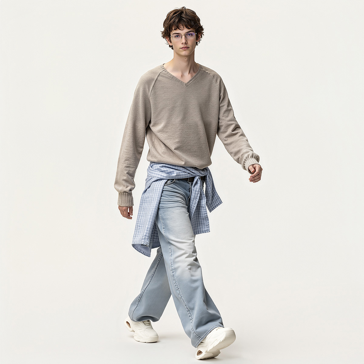 Mens Air Cushion Platform Sneakers Minimalist Stitched Molded Upper Design - Image 4