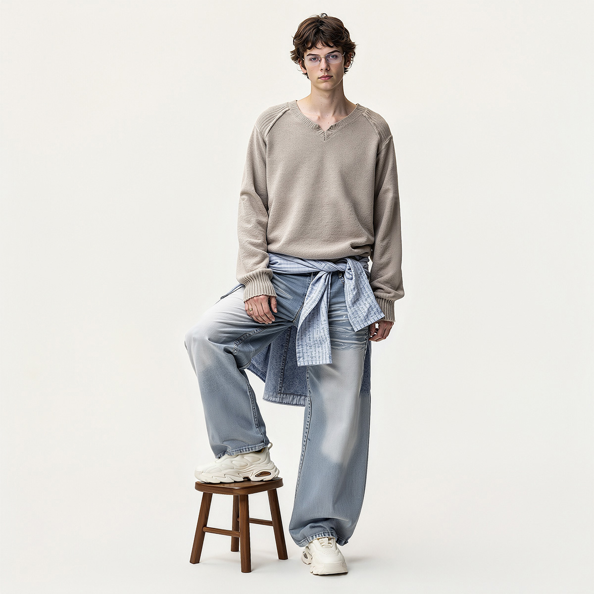 Mens Air Cushion Platform Sneakers Minimalist Stitched Molded Upper Design - Image 3