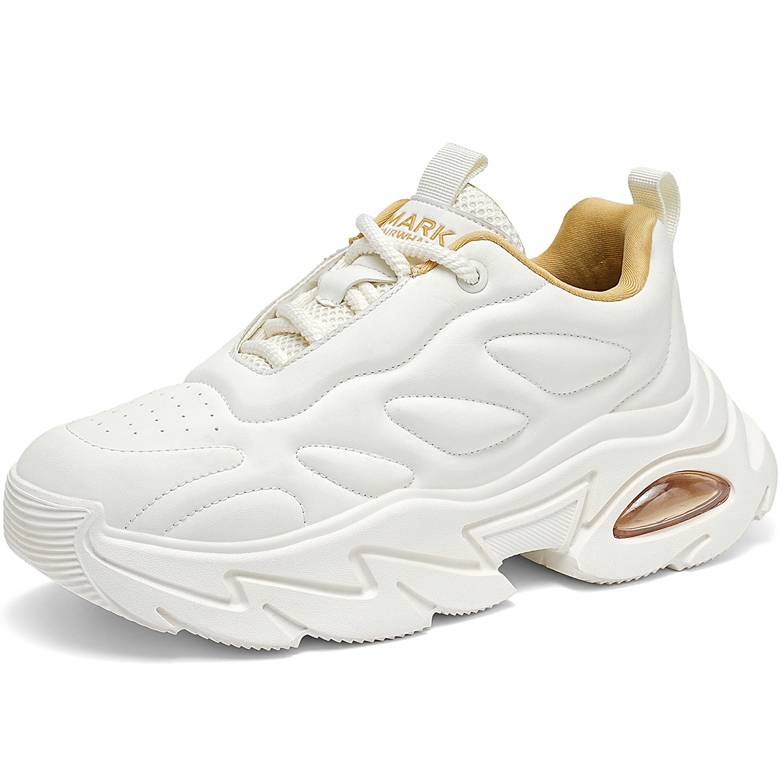 Mens Air Cushion Platform Sneakers Minimalist Stitched Molded Upper Design