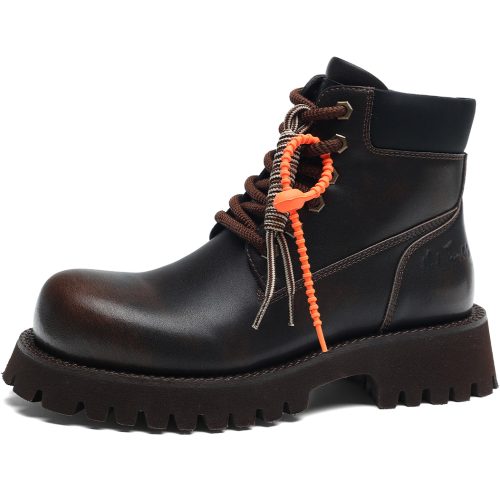 Mens Amber Stream Leather Panel Ankle Work Boots with Detachable Decorative Cords