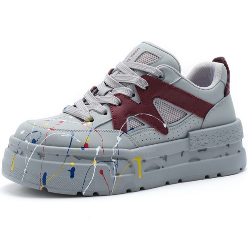 Mens Artistic Graffiti Skate Shoes with Colorful Ink Splash Texture