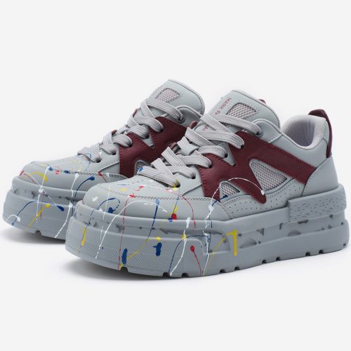 Alternative view of Mens Artistic Graffiti Skate Shoes with Colorful Ink Splash Texture