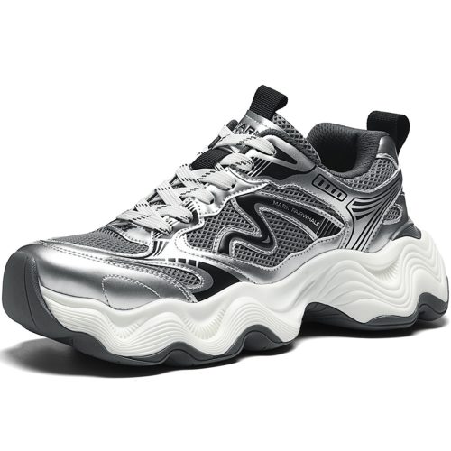 Mens Athletic Wavy Sculpting Mesh Dad Shoes with Widened Outsole