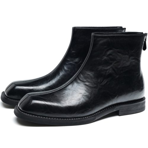 Alternative view of Mens Back Zip Square Toe Glossy Leather Ankle Boots