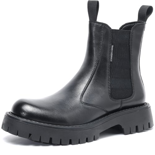 Mens Black Leather Chelsea Boots Without Laces
