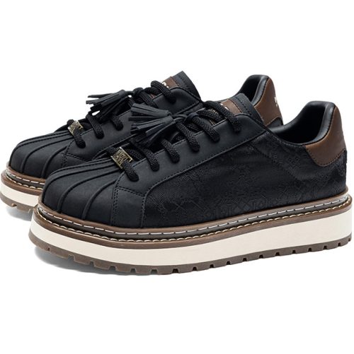 Alternative view of Mens Black Mesh Panel Platform Shell Toe Skate Shoes with Tassel Charms