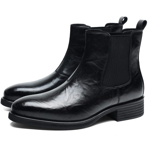 Alternative view of Mens Black Pointed Toe Genuine Leather Chelsea Boots