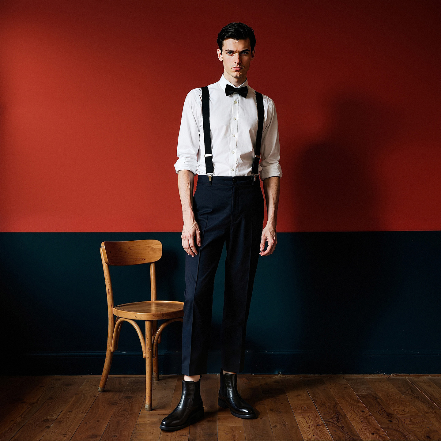 Mens Black Pointed Toe Genuine Leather Chelsea Boots - Image 4