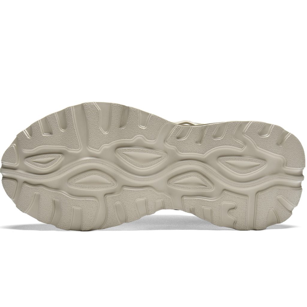 Mens Breathable Chunky Dad Sneakers with Wavy Cutout Sole Beige Outsole