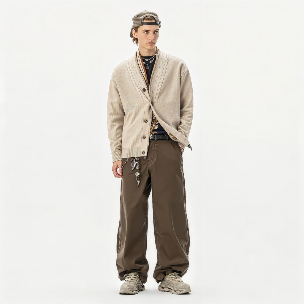 Mens Breathable Chunky Dad Sneakers with Wavy Cutout Sole Elevated