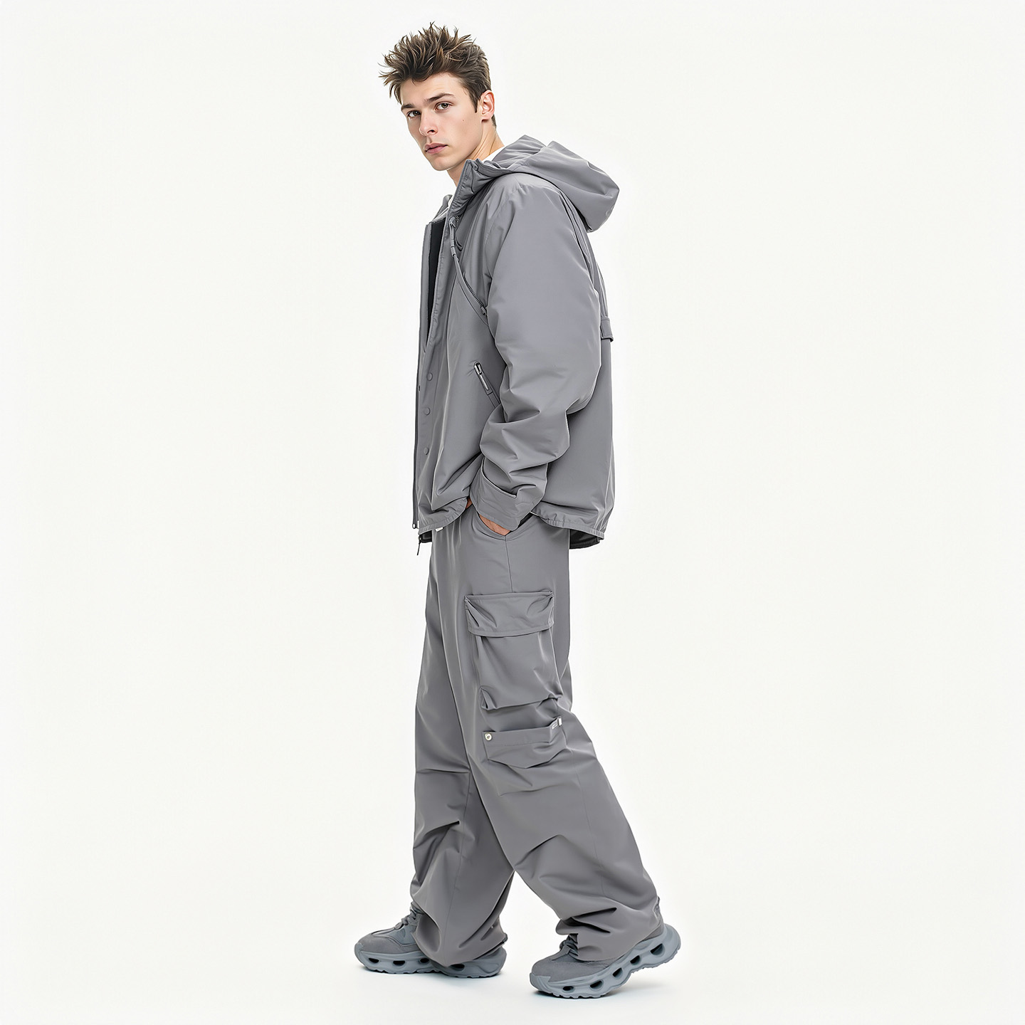 Mens Breathable Chunky Dad Sneakers with Wavy Cutout Sole - Image 5