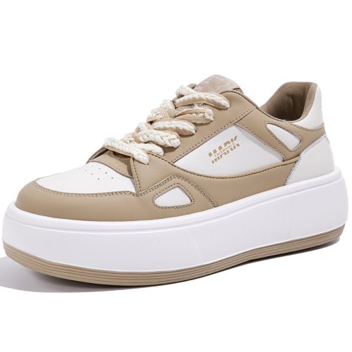 Mens Breathable Color Block Laces Platform Skate Shoes