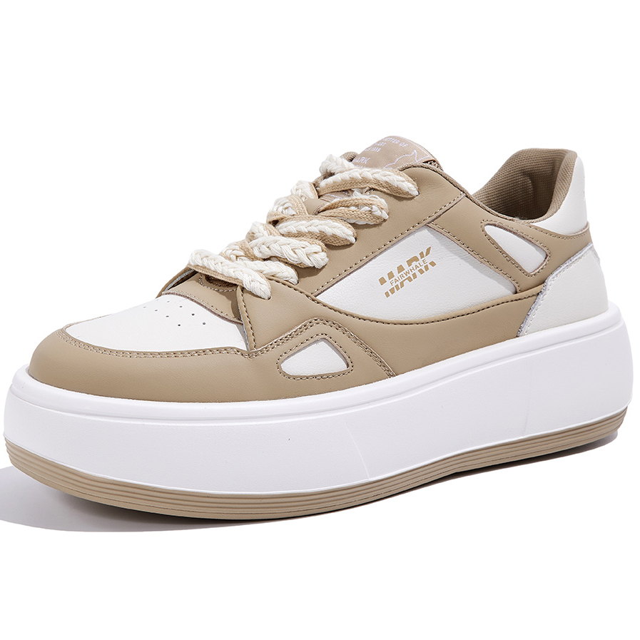 Mens Breathable Color Block Laces Platform Skate Shoes