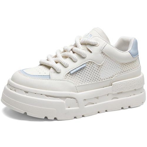 Mens Breathable Mesh Platform Skate Shoes with Embossed Outsole