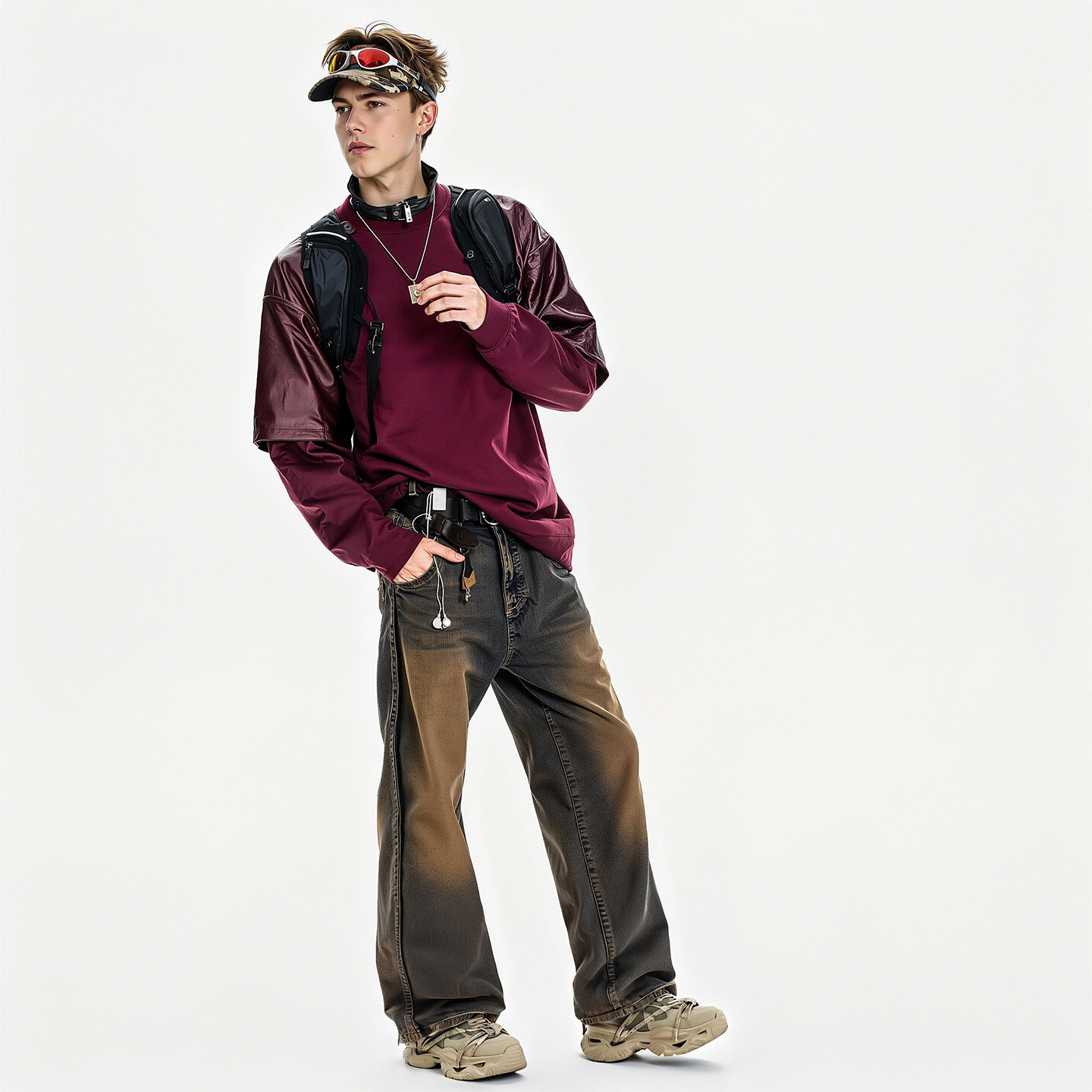 Mens Breathable Platform Trendy Sneakers with Metal Eyelet Fastened Multi Laces - Image 3