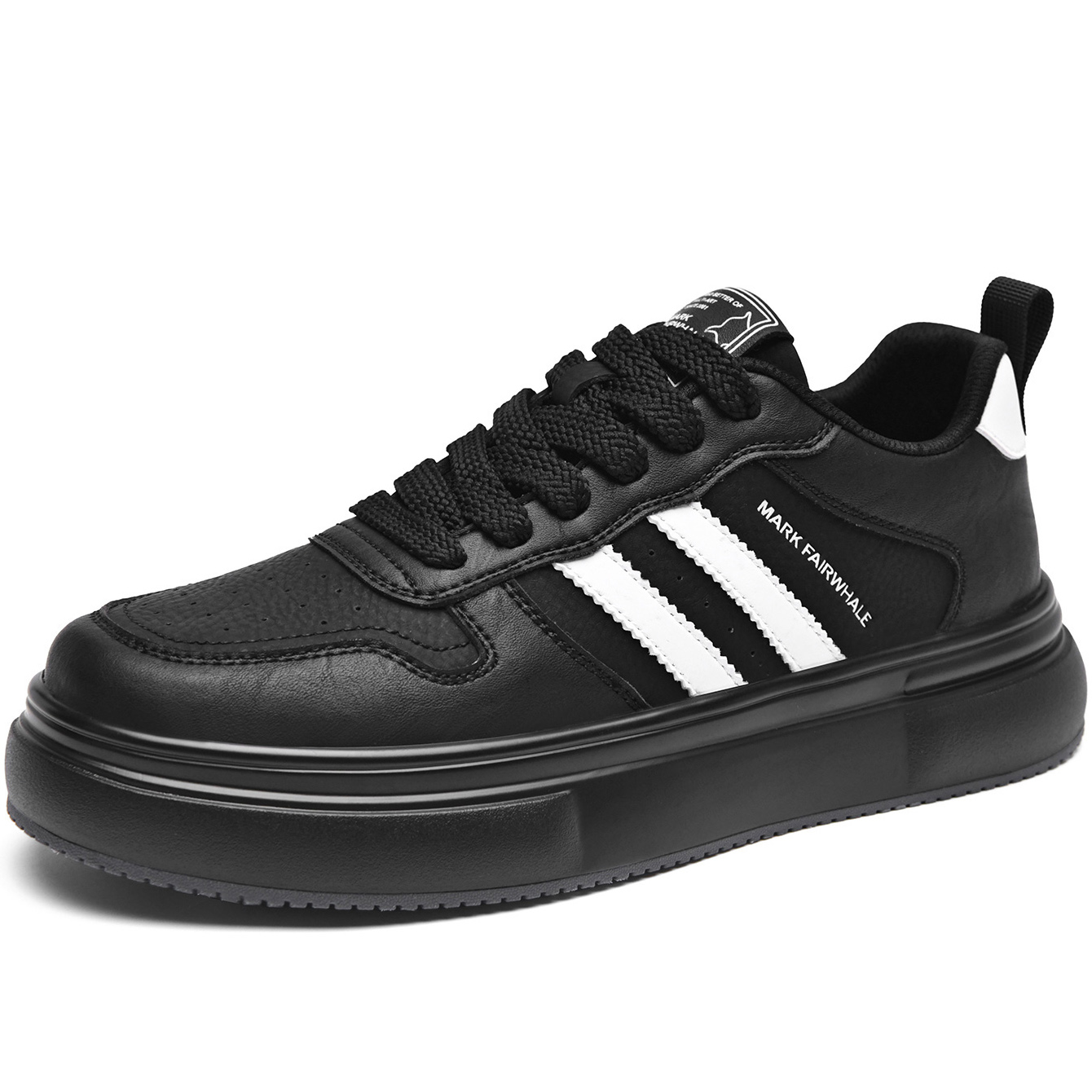 Mens Breathable Two Stripes Platform Skate Shoes with Colorblock Design - Image 2