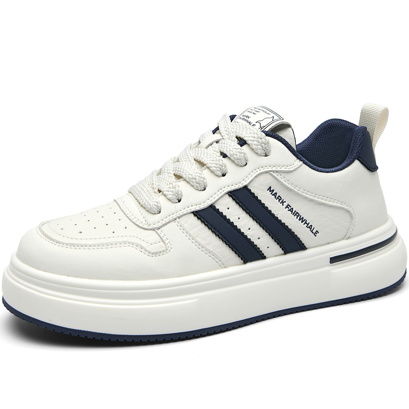 Mens Breathable Two Stripes Platform Skate Shoes with Colorblock Design