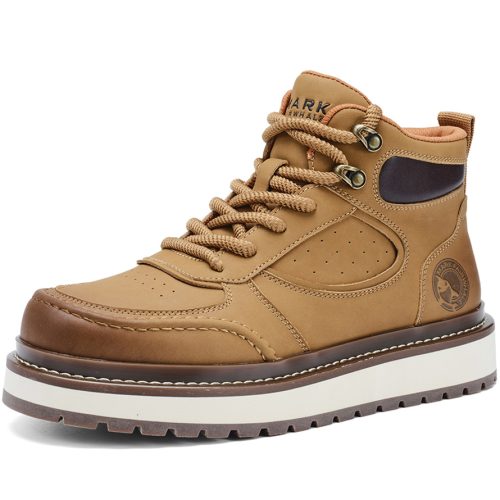 Mens British Lace Up Elevator Leather Moc Toe Boots