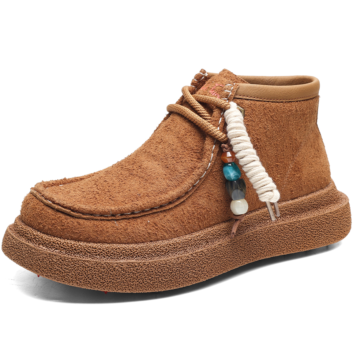 Mens Brushed Suede Thick Soled Casual Ankle Boots with Bead Embellishments