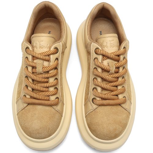 Alternative view of Mens Camel Suede Breathable Platform Lace Up Sneaker