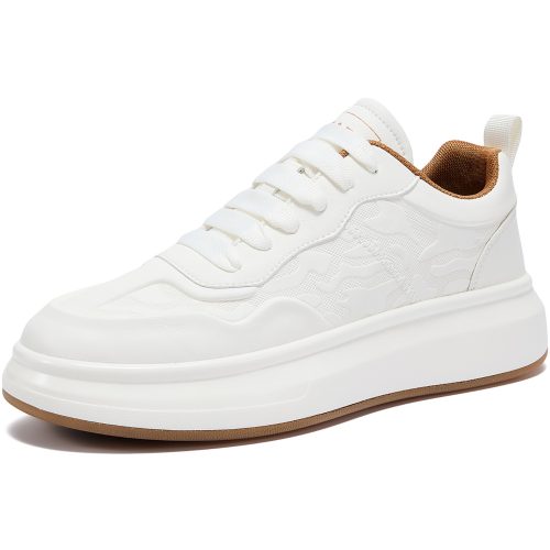 Mens Embossed Thick Platform Leather Sneakers