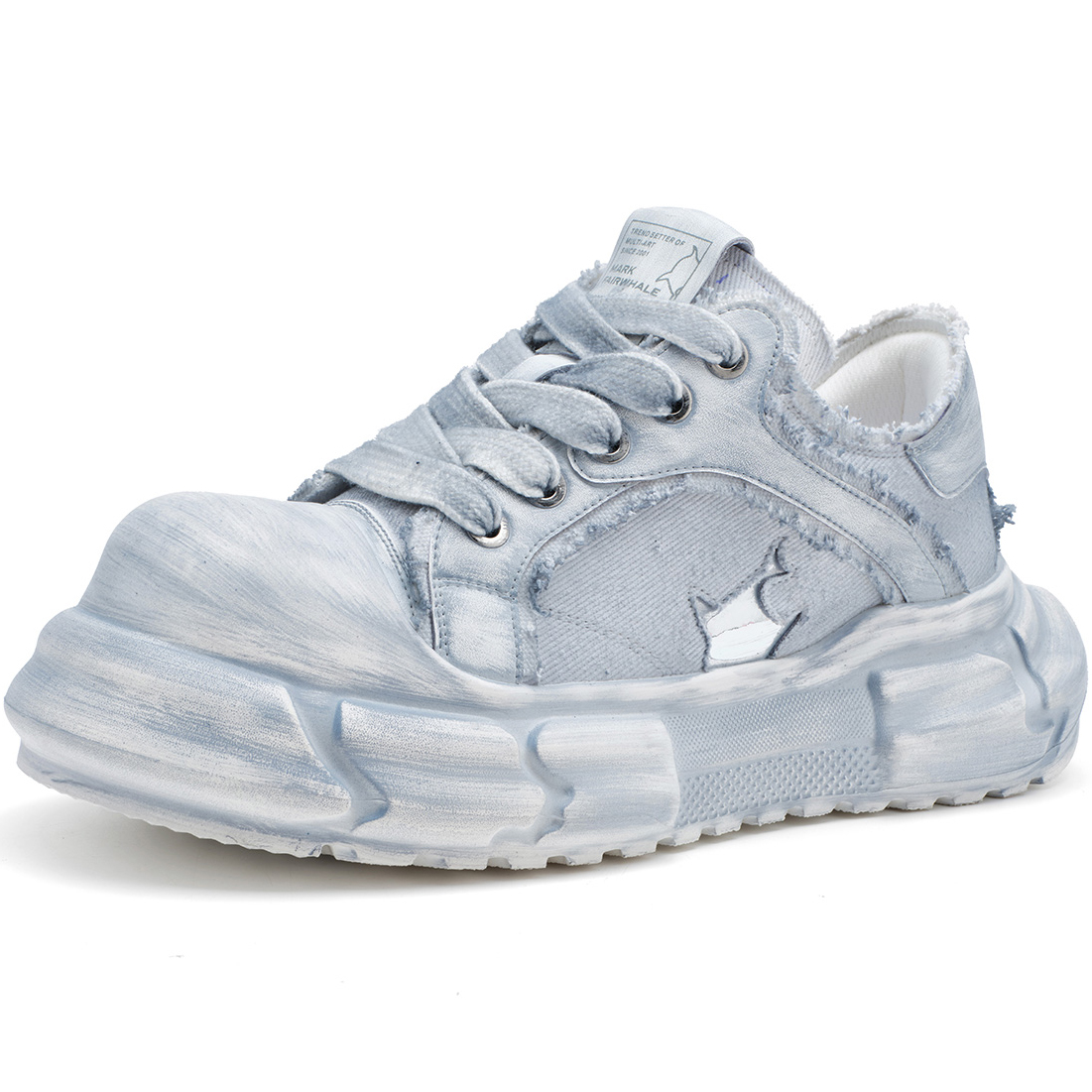 Mens Chunky Canvas Skate Shoes Fabric and Synthetic Leather Paneled with Contrast Pattern