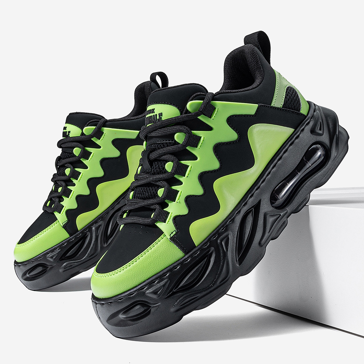 Mens Chunky Color Block Wave Dad Sneakers with Built In Transparent Air Cushion - Image 4