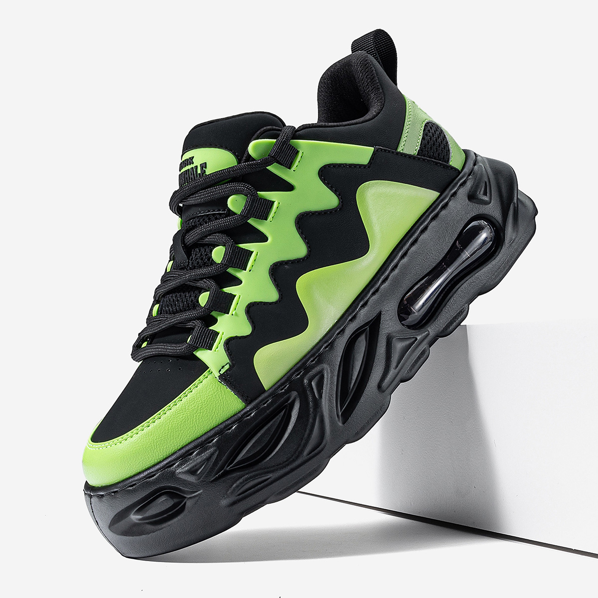 Mens Chunky Color Block Wave Dad Sneakers with Built In Transparent Air Cushion - Image 3