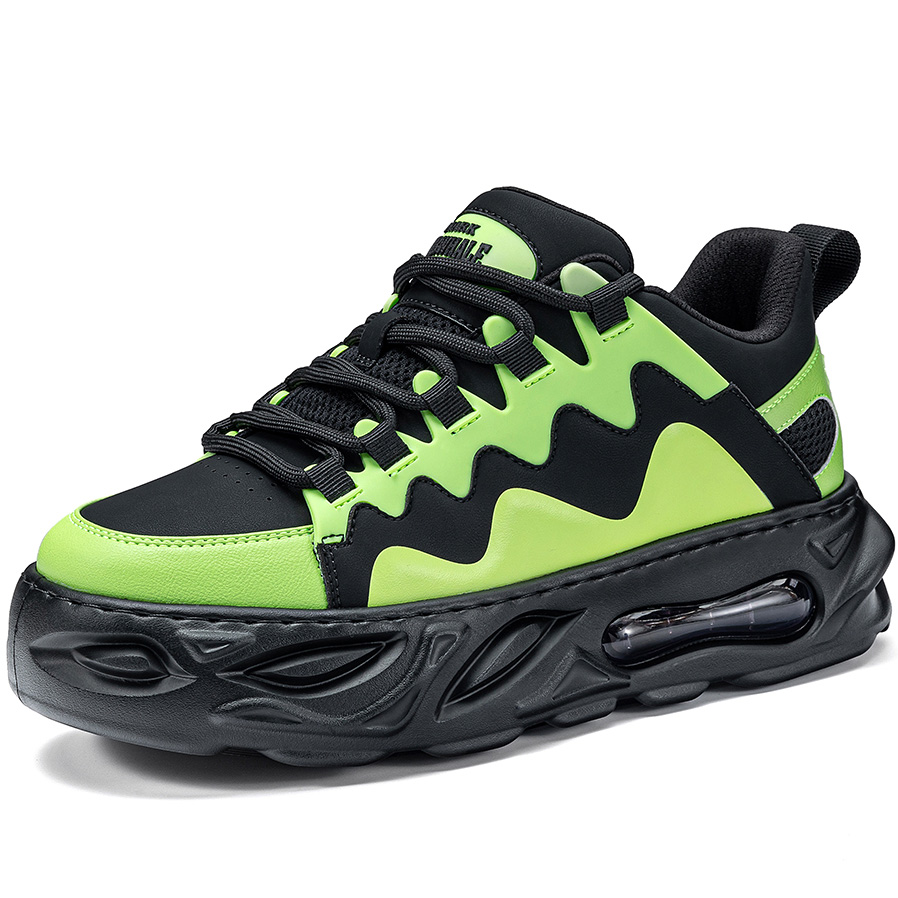 Mens Chunky Color Block Wave Dad Sneakers with Built In Transparent Air Cushion