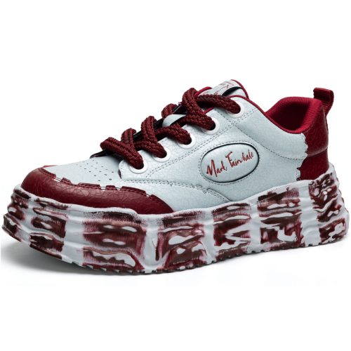 Mens Chunky Dissolved Sole Skate Shoes with Printed Patterns and Textured Upper
