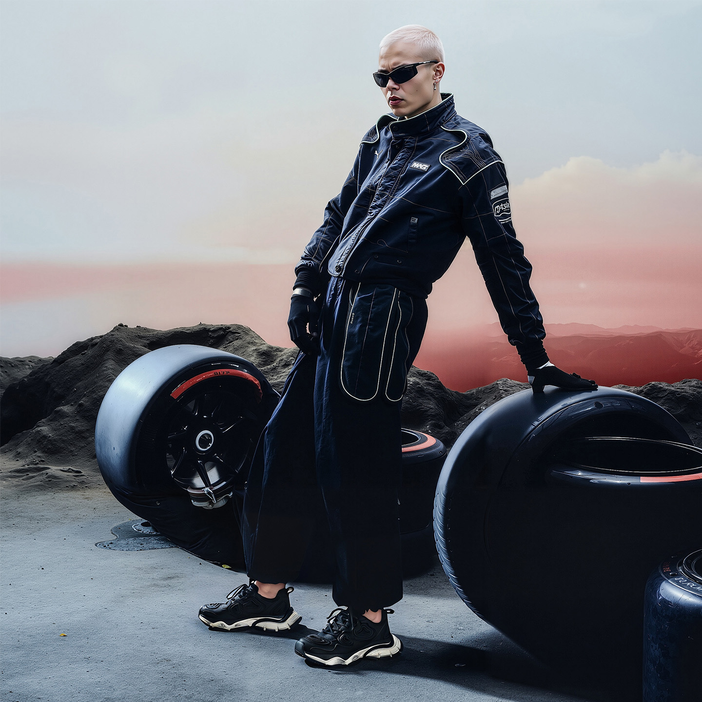 Mens Chunky Sole Swirl Textured Distressed Trendy Sneakers - Image 7