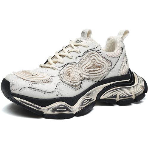 Mens Chunky Sole Swirl Textured Distressed Trendy Sneakers