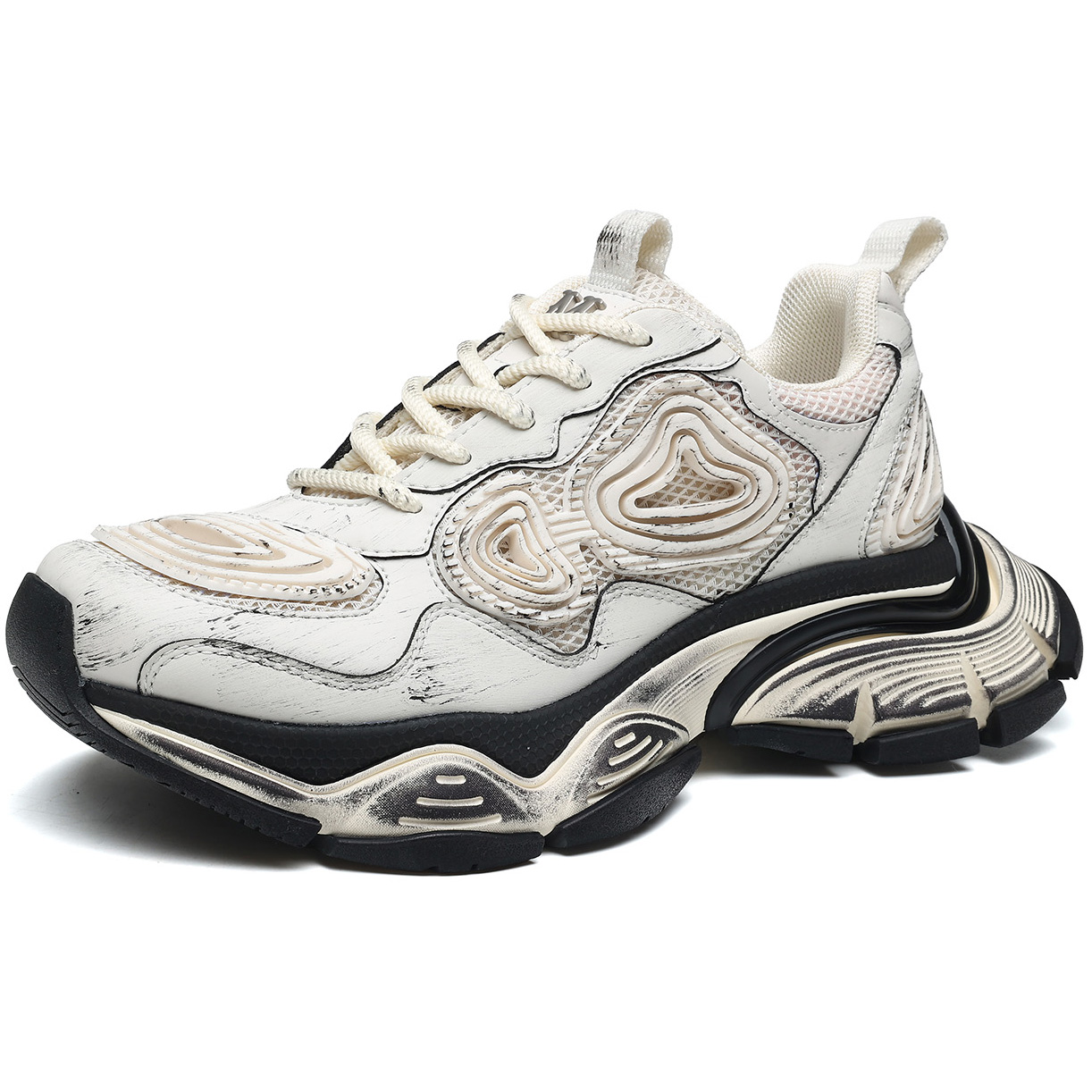 Mens Chunky Sole Swirl Textured Distressed Trendy Sneakers