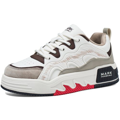 Mens Color and Fabric Block Skate Shoes with Flame Motifi on Outsole