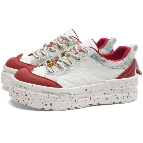 Alternative view of Mens Colorful Lace Frayed Embossed Sneakers with Festive Charms and Spray Painted Soles