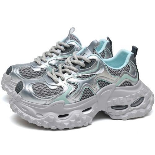 Alternative view of Mens Cool Silver Platform Sneakers Air Fashion Dad Shoes